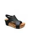 Very G Women Liberty Tooled Wedge Sandal In Black In Black