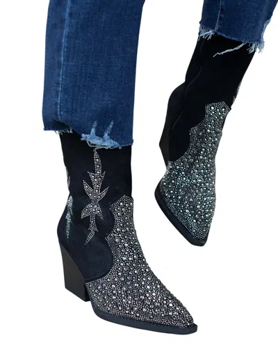 Very G Women's Lux Rhinestone Booties In Black