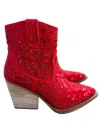 Very G Women's Maze Of Life Rhinestone Boots In Red In Red