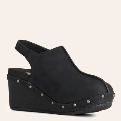 Very G Women's Miranda Black Floral Embossed Leather Wedge Sandals In Multi