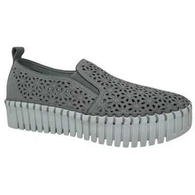 Very G Women's Nicole Perforated Edge Slip On Sneakers In Light Grey In Gray