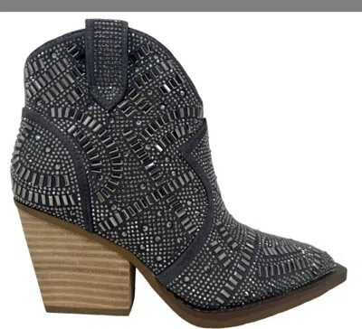 Very G Women's One Day Rhinestone Boots In Smoky Gray In Black