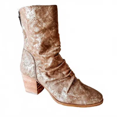 Very G Women's Preston Mid Calf Bootie In Taupe Snake In Brown