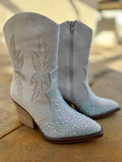 Very G Women's Rhinestone Booties* In Lux Grey In Multi