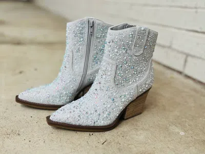 Very G Women's Rhinestone Booties In Pearl In Beige