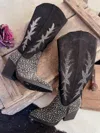 Very G Women's Rhinestone Western Style Boots In Black In Black
