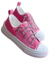 Very G Women's Slip-on Sneakers With Sparkle Laces In Pink Glitter