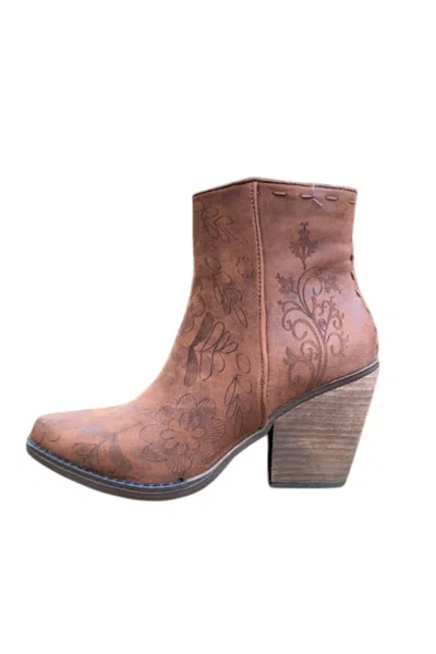 Very G Women's Sophia Western Ankle Boot In Tan In Brown