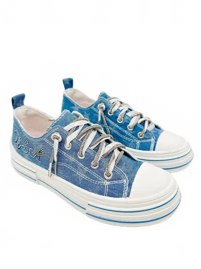 Very G Women's Sparkle In The Usa Sneakers In Light Wash Denim In Blue