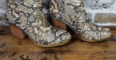 Very G Women's Sprinkle Bling Booties In Snake Skin In Multi