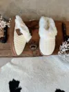 Very G Women's Sweater Knit Fuzzy Slippers In Cream In White