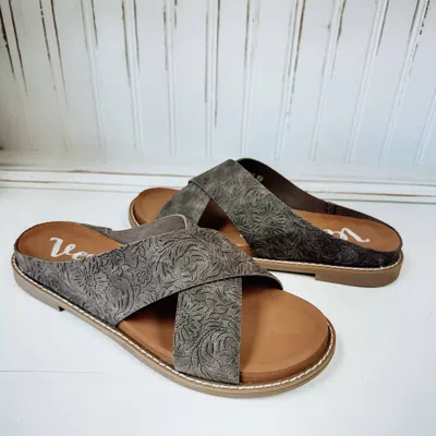 Very G Women's Tawney Tooled Sandal In Charcoal In Multi