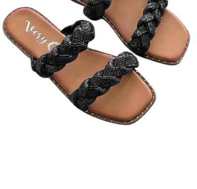 Very G Women's Twisty Rhinestone Braided Sandals In Black