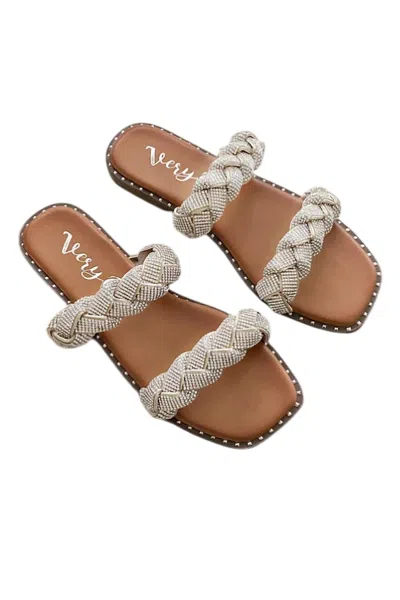 Very G Women's Twisty Rhinestone Braided Sandals In Silver