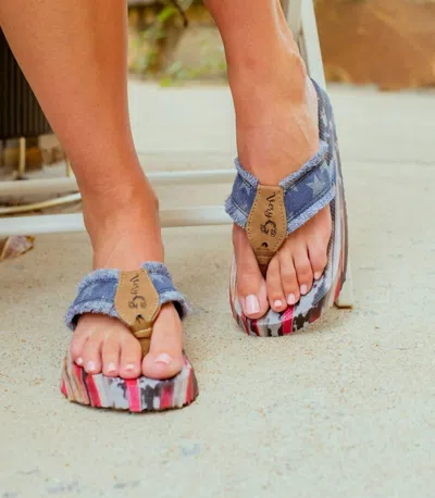 Very G Women's United Flag Flip Flops In Blue