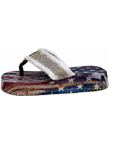Very G Women's United Frayed Top Flip Flop Sandal In White Bling In Black