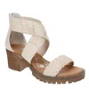 Very G Women's Vana Embossed Heel Sandal In Cream In Neutral