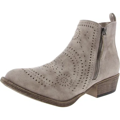 Very G Womens Perforated Man Made Ankle Boots In White