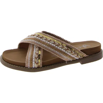 Very G Womens Round Toe Slip On Slide Sandals In Multi