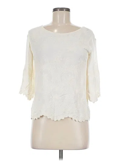 Pre-owned Very J 3/4 Sleeve Top Ivory Boatneck Tops