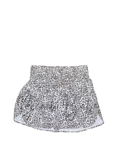 Very J Active Wear Shorts In Snow Leopard Print In Grey