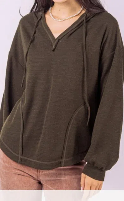 Very J Anita Pullover In Olive In Brown