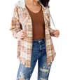 Very J Best Of The Best Hooded Shacket In Brown In Beige
