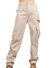 Very J Carpenter Cargo Pants In Beige In Animal Print
