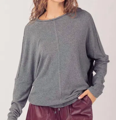Very J Carry The Team Top In Charcoal In Pink