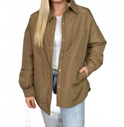 Very J Collar Button Up Jacket In Mocha In Brown