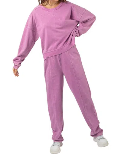 Very J Comfy Knit Set In Lilac In Pink