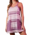 Very J Comfy Striped Knit Mini Dress W/ Shorts Inside In Purple In Multi