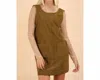 Very J Corduroy Low Back Mini Dress In Olive In Green
