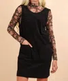 Very J Corduroy Mini Dress In Black In Black