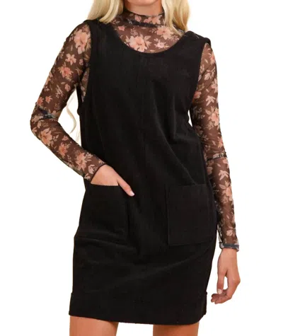 Very J Corduroy Mini Dress In Black