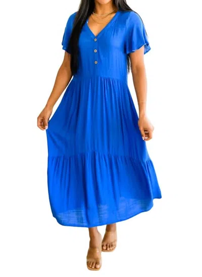 Very J Drift Away Tiered Midi Dress In Royal Blue