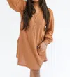 VERY J EASY DAYS WAFFLE TEE DRESS IN CAMEL