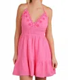 Very J Embroidered Cotton Gauze Mini Dress In Pink In Pink