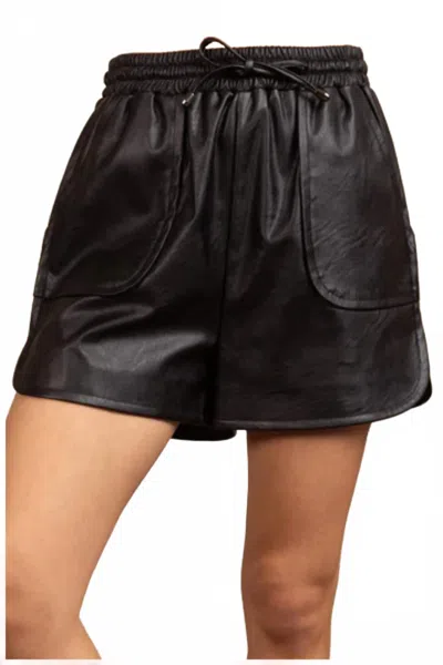 Very J Faux Leather Casual Shorts In Black