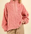 Very J Feeling Cozy Textured Fleece Pullover Jacket In Blush In Pink