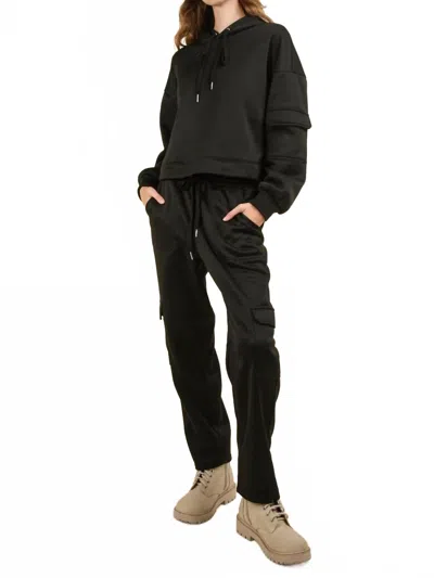 Very J French Hoodie And Pant Set In Black