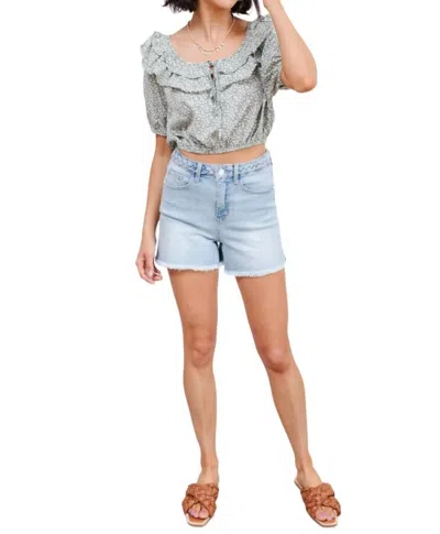 Very J Golden Hour Top In Sage In Gray