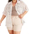 Very J Head In The Clouds Lace Button Down In White In White