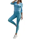 Very J Honeycomb Leggings In Light Blue In Blue