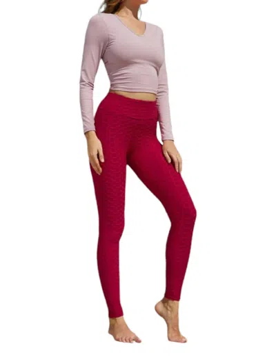 Very J Honeycomb Leggings In Red