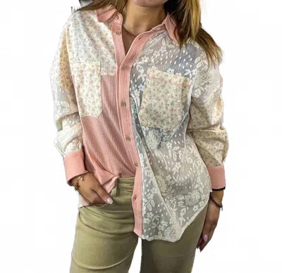 Very J Lara Lace Shacket In Blush In Multi