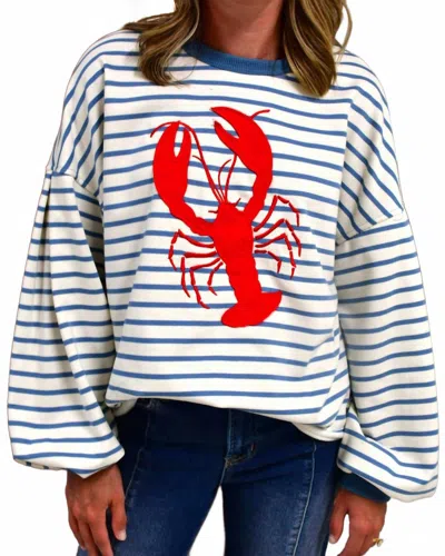 Very J Lobster Stripe Long Sleeve Top In Blue Mix In Multi