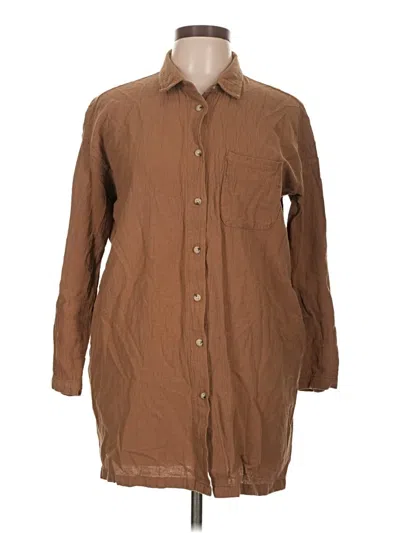 Pre-owned Very J Long Sleeve Button Down Shirt In Brown