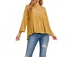 Very J Long Sleeve Button Front Top In Gold In Yellow