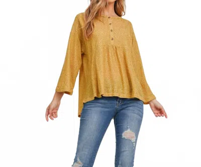 Very J Long Sleeve Button Front Top In Gold In Yellow